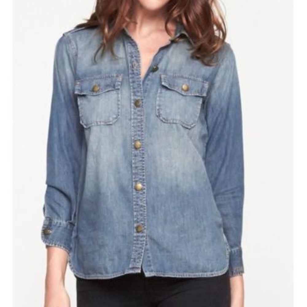 Current Elliott 0 denim chambray button down shirt